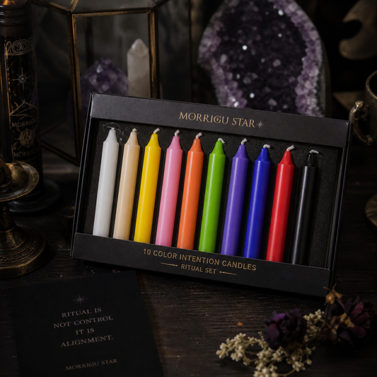 Assorted Ritual Candles – 10 Color Intention Set | Morrigu Star