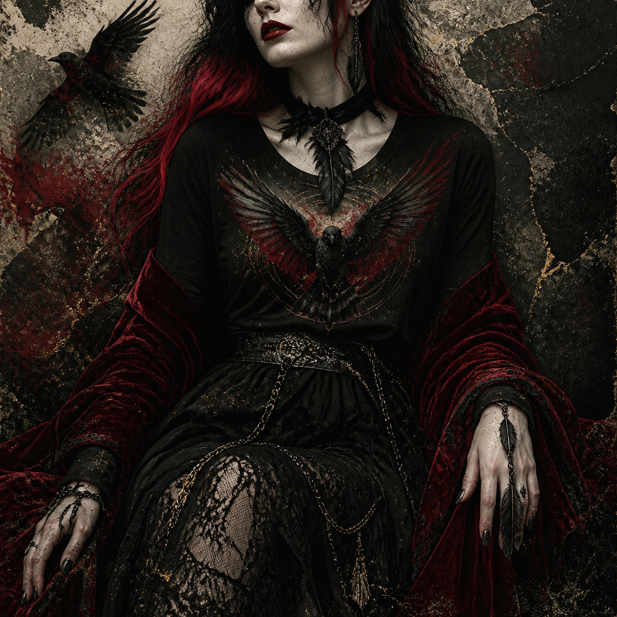 Mystic Threads gothic raven clothing collection artwork