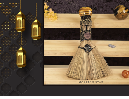 Mini Witch’s Broom — Crystal Altar & Ritual Décor | Morrigu Star