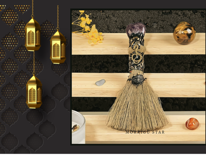 Mini Witch’s Broom — Crystal Altar & Ritual Décor | Morrigu Star