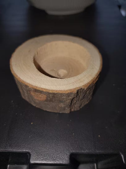 Natural Birch Wood Tealight Holder — Rustic Altar Candle Stand