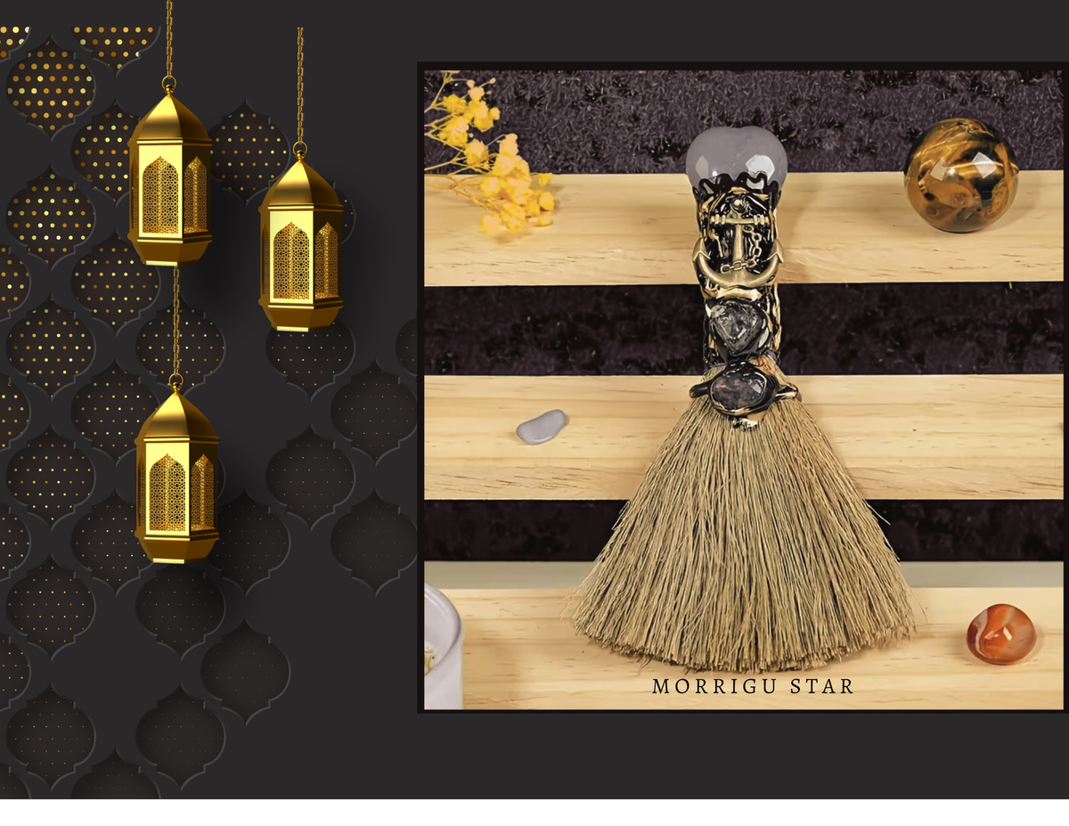 Mini Witch’s Broom — Crystal Altar & Ritual Décor | Morrigu Star