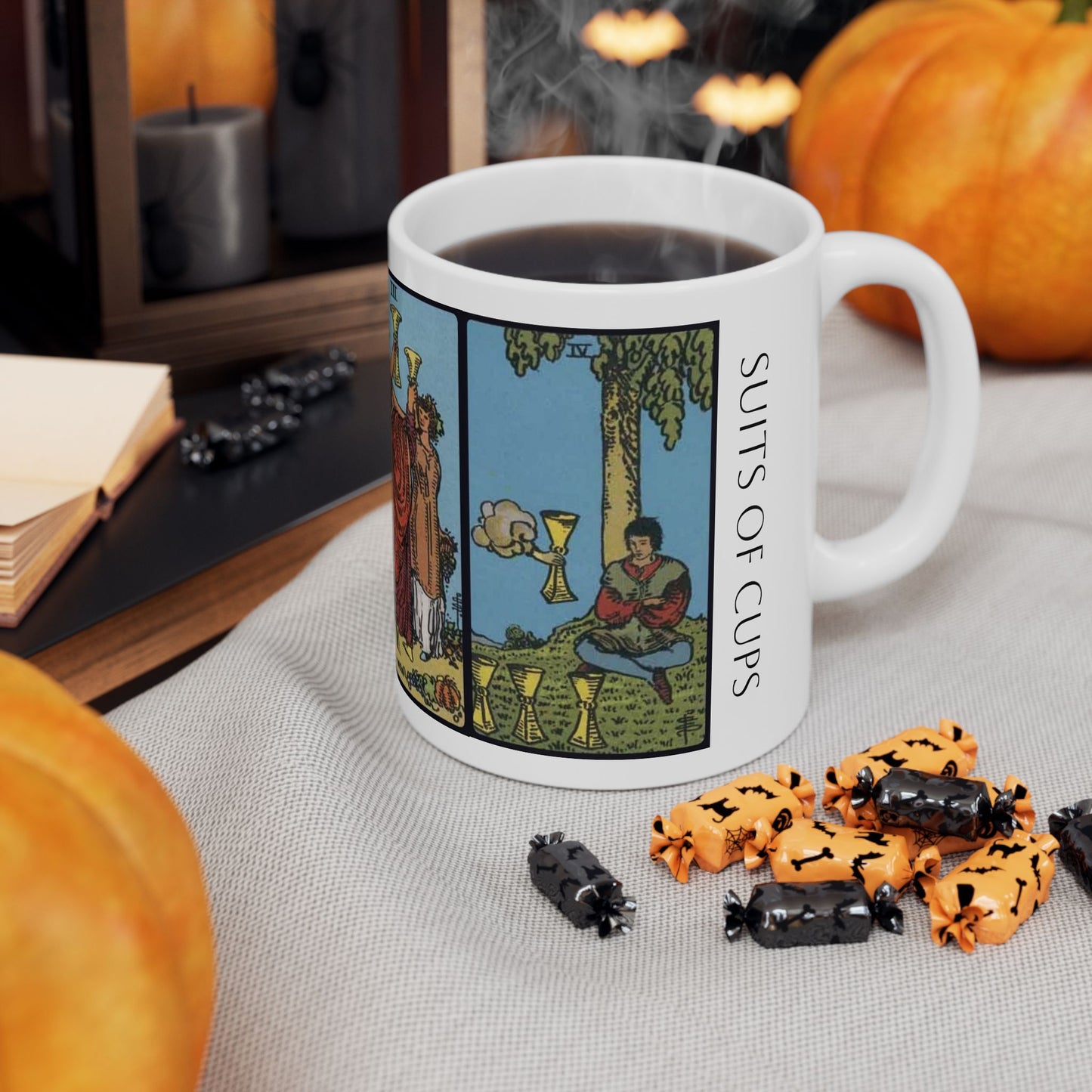 Tarot Cups Ceramic Mug — Vintage Rider Waite Suits of Cups (11oz/15oz)