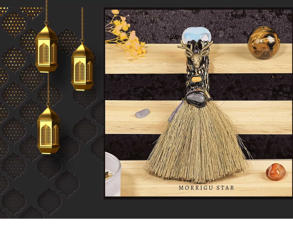 Mini Witch’s Broom — Crystal Altar & Ritual Décor | Morrigu Star