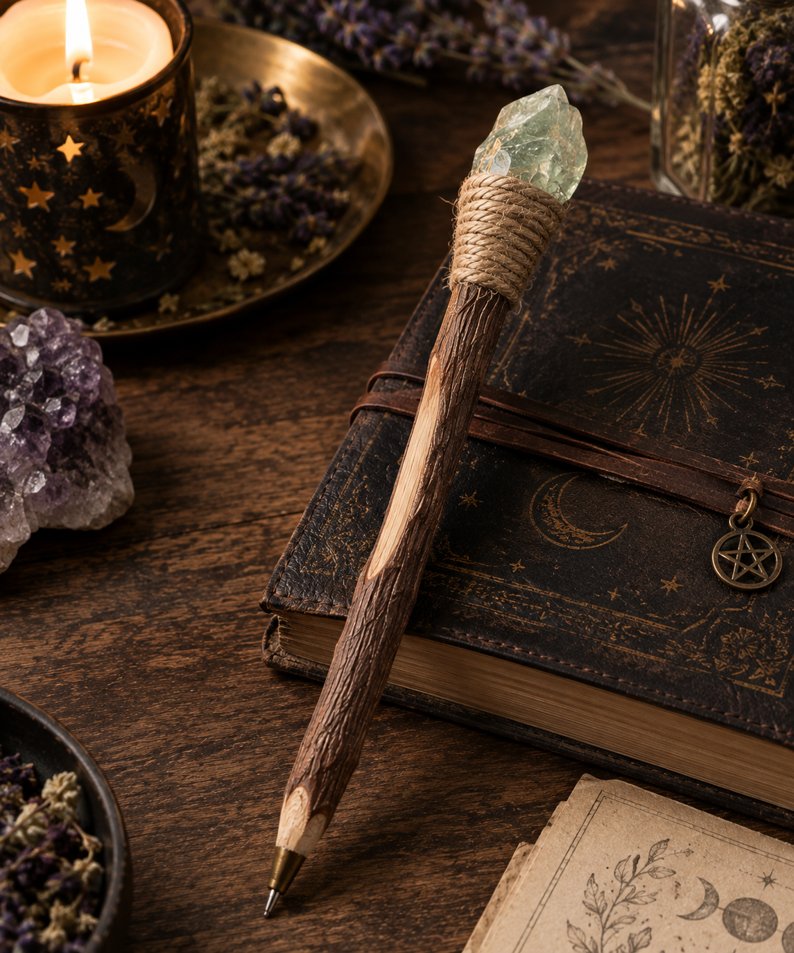 Crystal Branch Writing Pen — Mystical Stationery & Grimoire Accessory | Morrigu Star