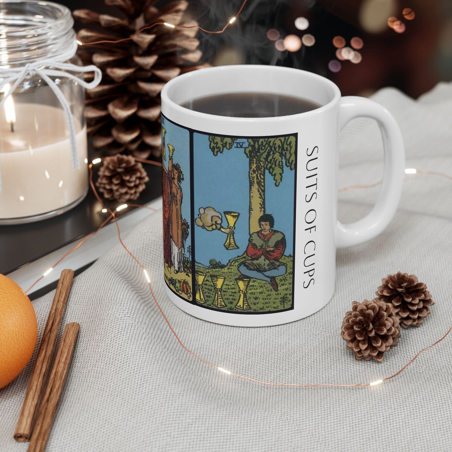 Tarot Cups Ceramic Mug — Vintage Rider Waite Suits of Cups (11oz/15oz)