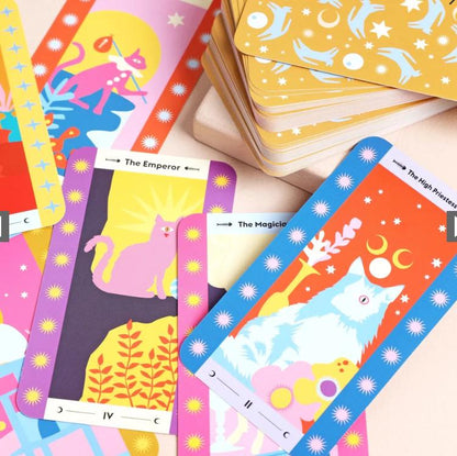 Wise Cat Tarot Deck – 78 Card Tarot with Guidebook, Cat-Themed Divination Cards, Spiritual Gift
