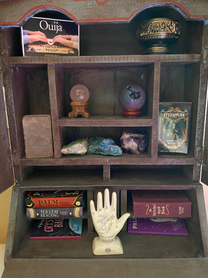 Tiny Palmistry Kit – Mini Porcelain Palm, Palm Reading Guidebook & Crystal – Mystical Home Decor