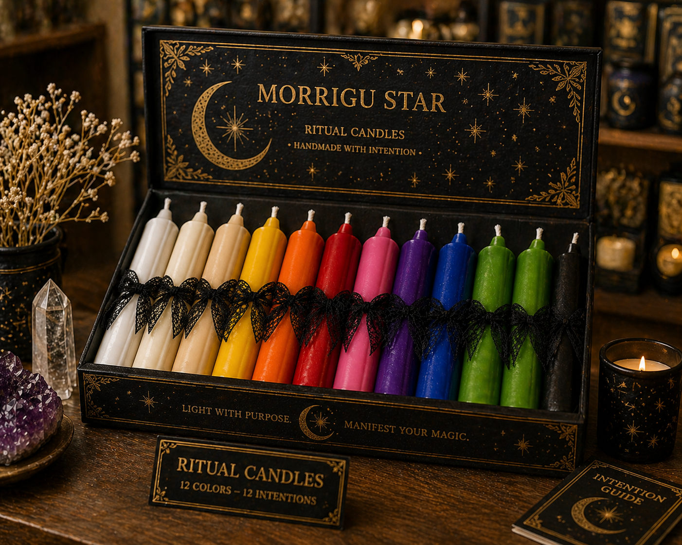 Ritual Candle Set (4 Pack) – Single Color Intention Candles | Morrigu Star