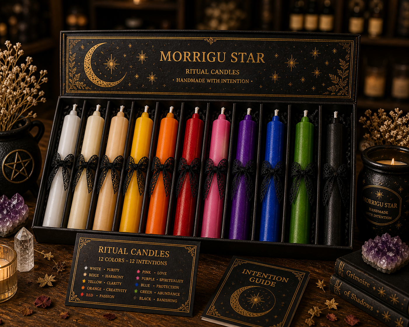 Ritual Candle Set (4 Pack) – Single Color Intention Candles | Morrigu Star