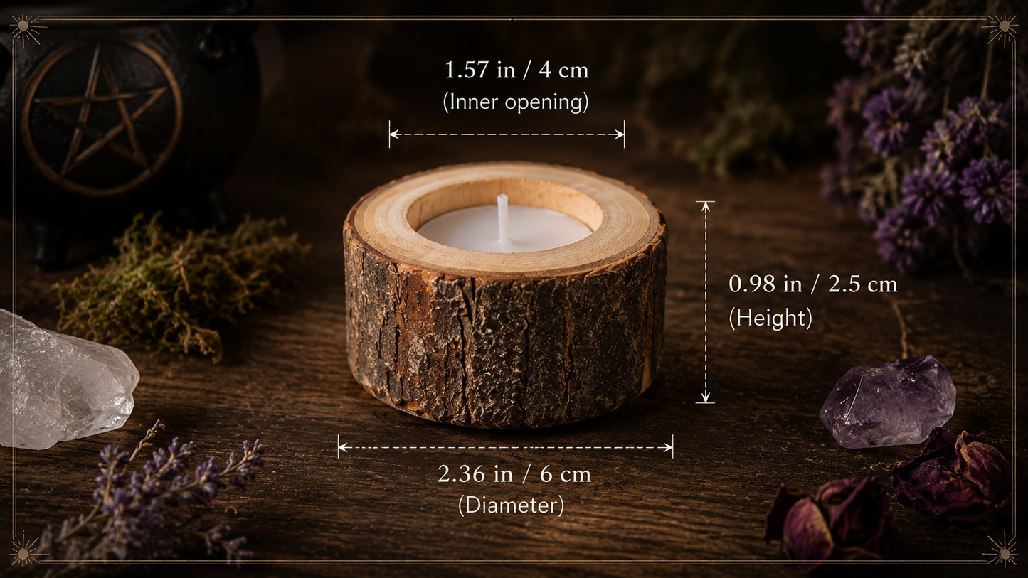 Natural Birch Wood Tealight Holder — Rustic Altar Candle Stand