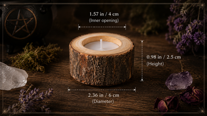 Natural Birch Wood Tealight Holder — Rustic Altar Candle Stand
