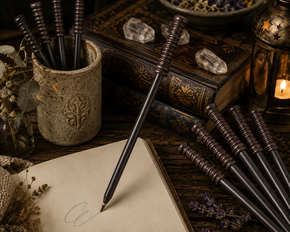 Witch Broom & Wizard Wand Pencils — Mystical Stationery Set | Morrigu Star