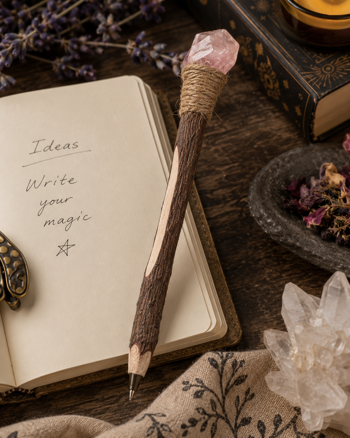 Crystal Branch Writing Pen — Mystical Stationery & Grimoire Accessory | Morrigu Star