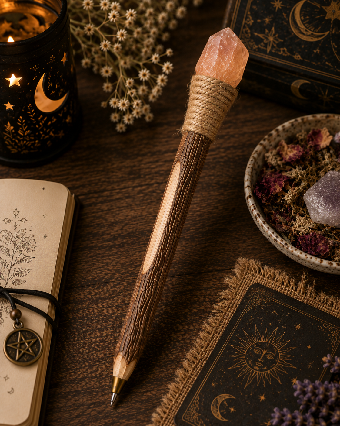 Crystal Branch Writing Pen — Mystical Stationery & Grimoire Accessory | Morrigu Star