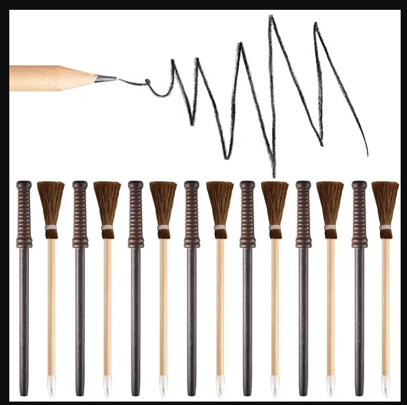 Witch Broom & Wizard Wand Pencils — Mystical Stationery Set | Morrigu Star