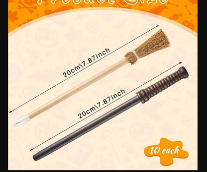 Witch Broom & Wizard Wand Pencils — Mystical Stationery Set | Morrigu Star