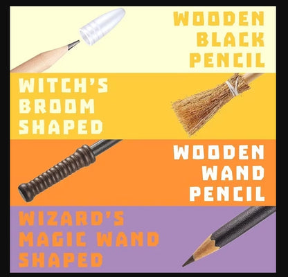 Witch Broom & Wizard Wand Pencils — Mystical Stationery Set | Morrigu Star
