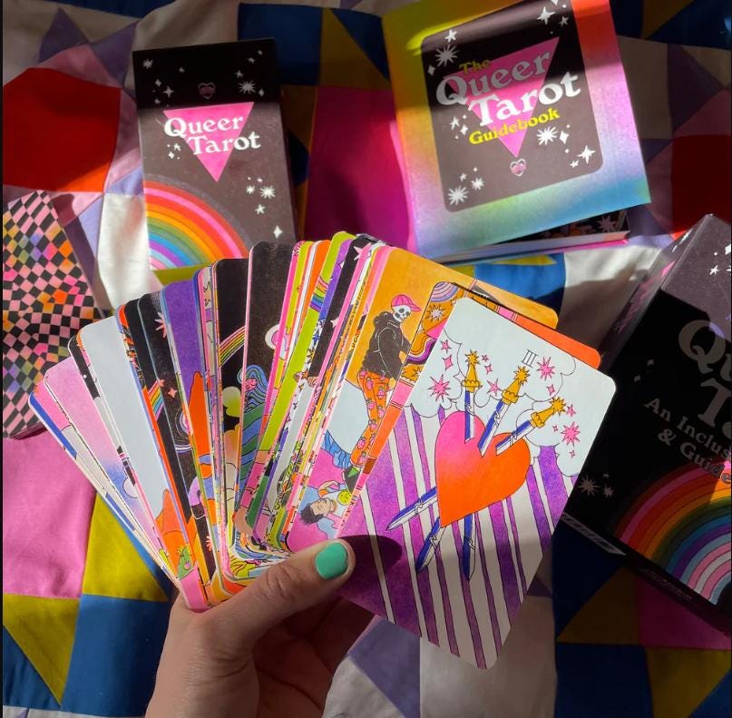 Queer Tarot Deck with Guidebook – Inclusive LGBTQ+ Tarot Cards, Affirmation & Divination Set