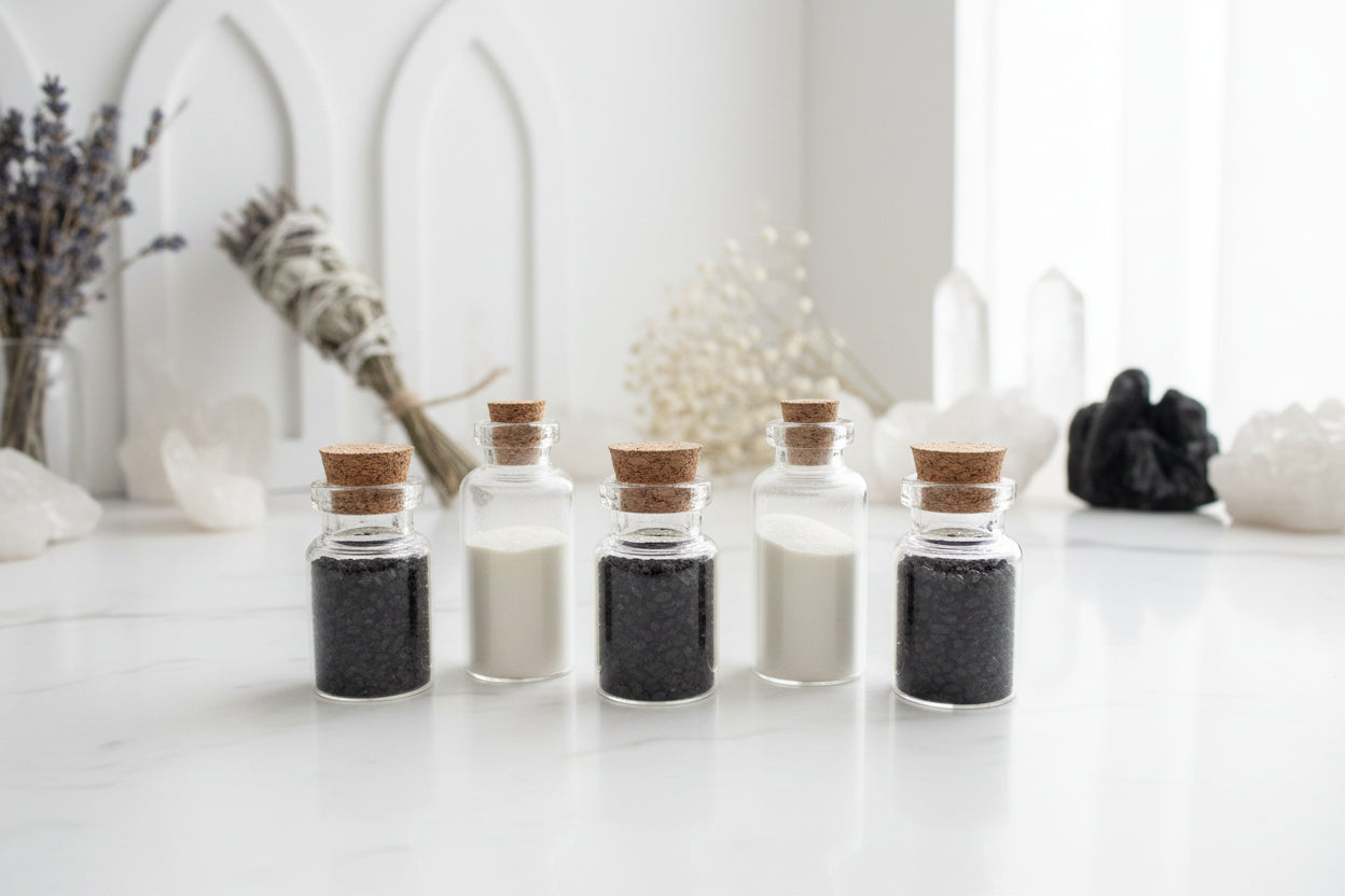 Black salt and sulfur powder mini ritual protection pairs